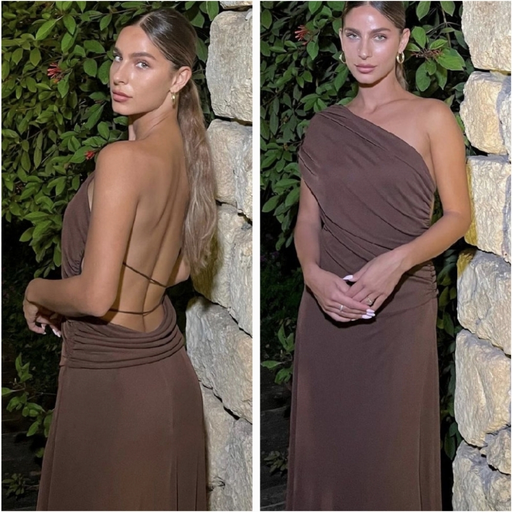 Zara * Maxi Dress Gown Brown Size M - Picture 2 of 12